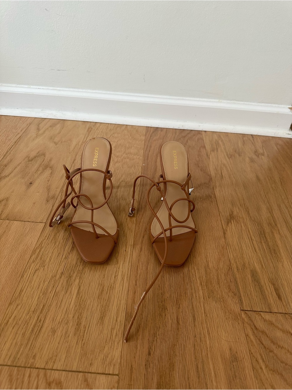 Express Tan Lace-Up Strappy Heels
